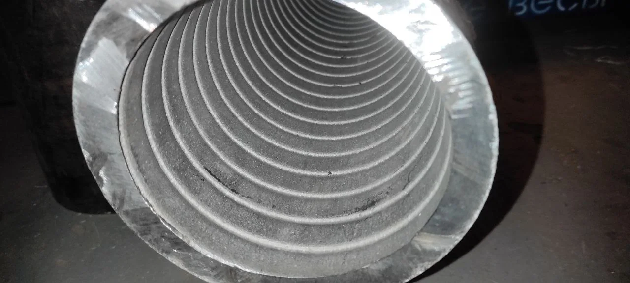 Concentric nested thin-wall metal tubes viewed from the ends